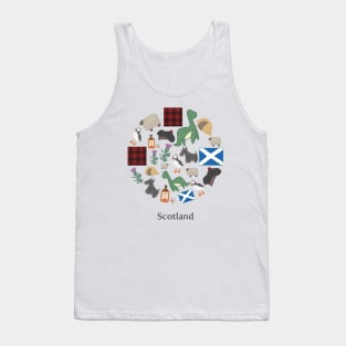 Kawaii Scottish Icons Drawing Tank Top